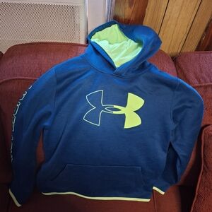 Under Armour Kids Blue Hoodie with Neon Green Accents